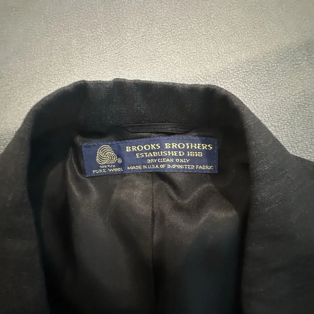 Brooks Brothers Blazer Mens 44 100% Pure Wool Two Button Jacket Charcoal Grey